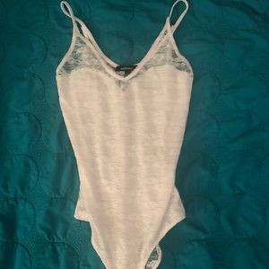 Lace white bodysuit with sheer back